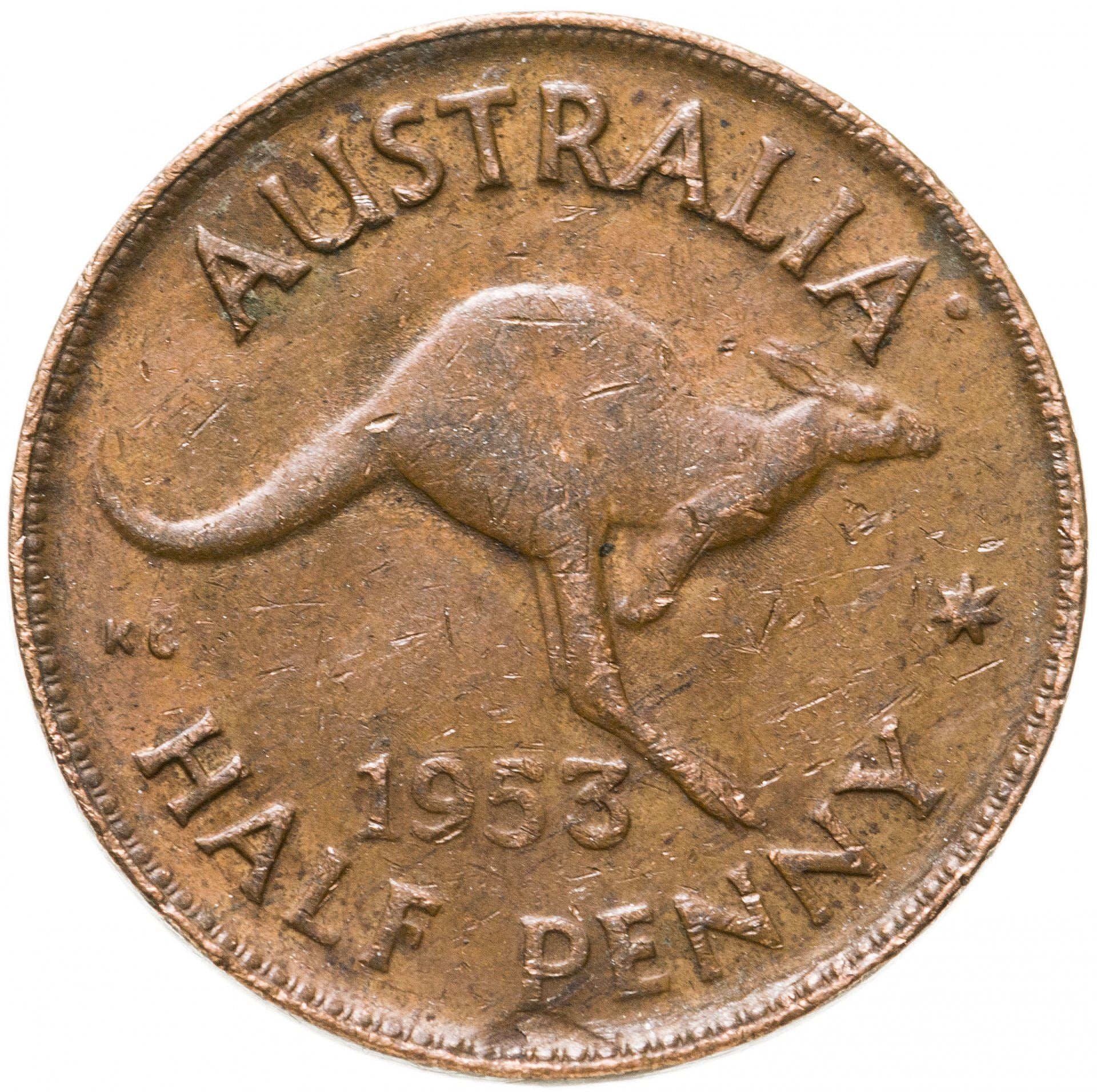 Australija | 1/2 Penio Moneta | Kengūra | KM:49 | 1953 - 1955