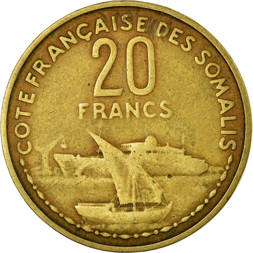 French Somaliland | 20 Francs Coin | Marianne | Dhow | Ocean Liner | Km:12 | 1965