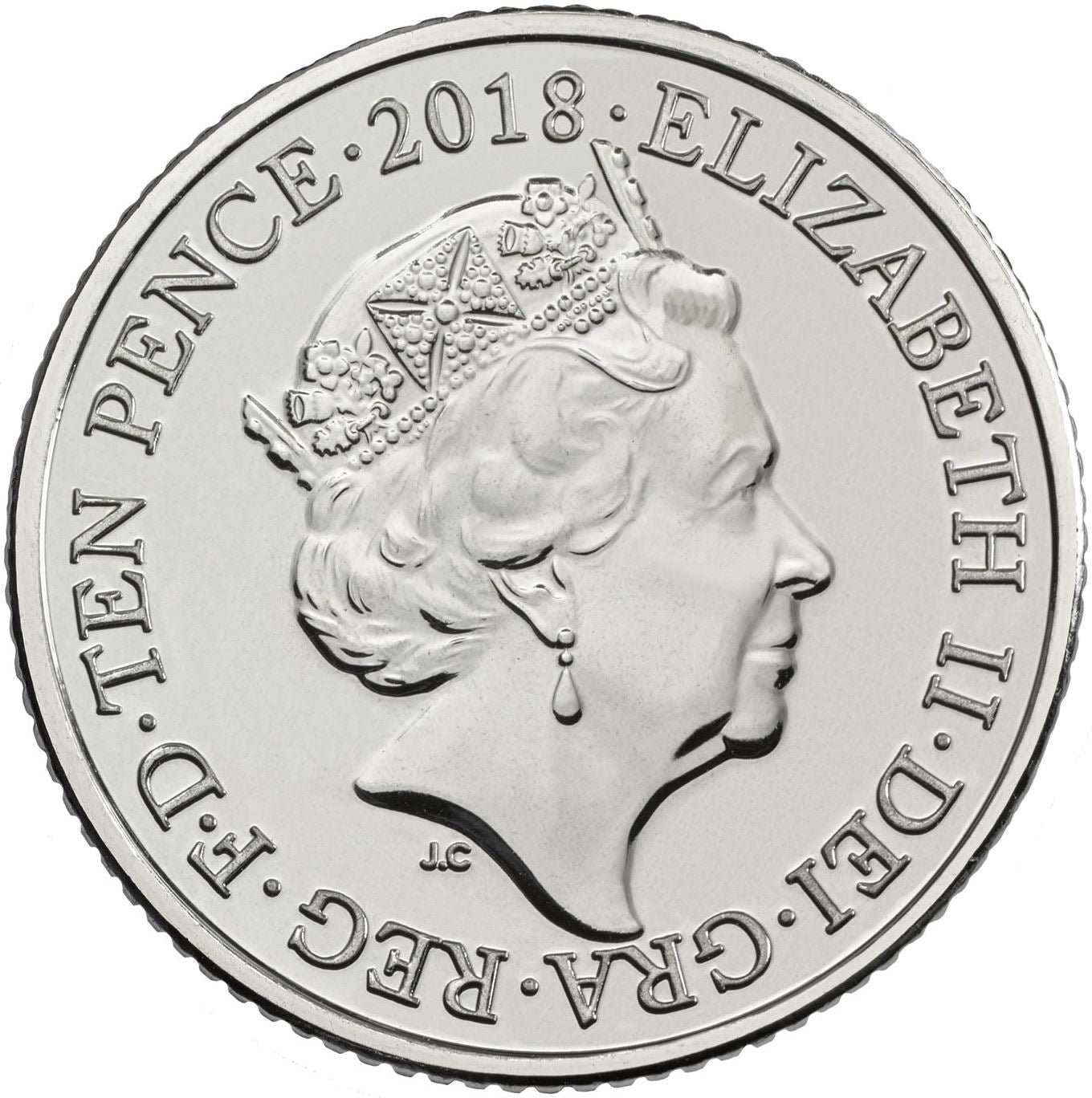United Kingdom 10 Pence Coin | Elizabeth II 5th portrait | A | Angel of the North | 2018 - 2019