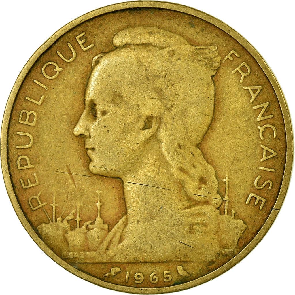 French Somaliland | 20 Francs Coin | Marianne | Dhow | Ocean Liner | Km:12 | 1965