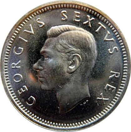 South Africa | 6 Pence Coin | George VI | Flowers | Protea | Km:36.2 | 1951 - 1952