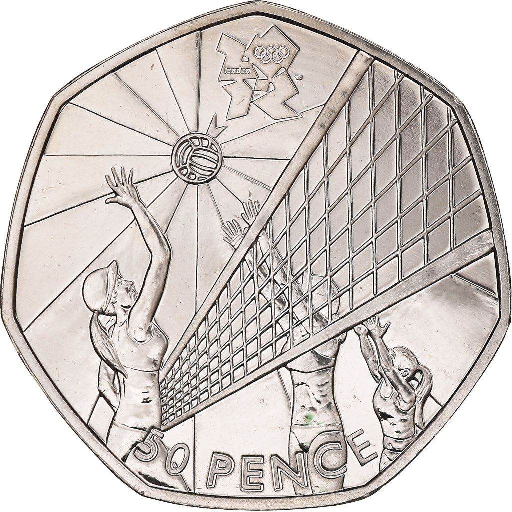 United Kingdom 50 Pence Coin | Elizabeth II 4th portrait | Volleyball | 2011