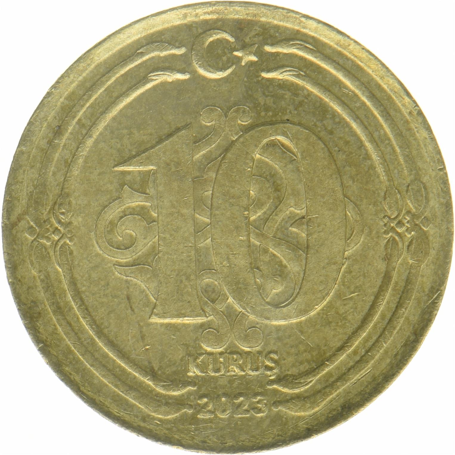 Turquía | Moneda de 10 Kurus | Mustafa Kemal Atatürk | Media luna | Estrella | Rumi | 2023 - 2026