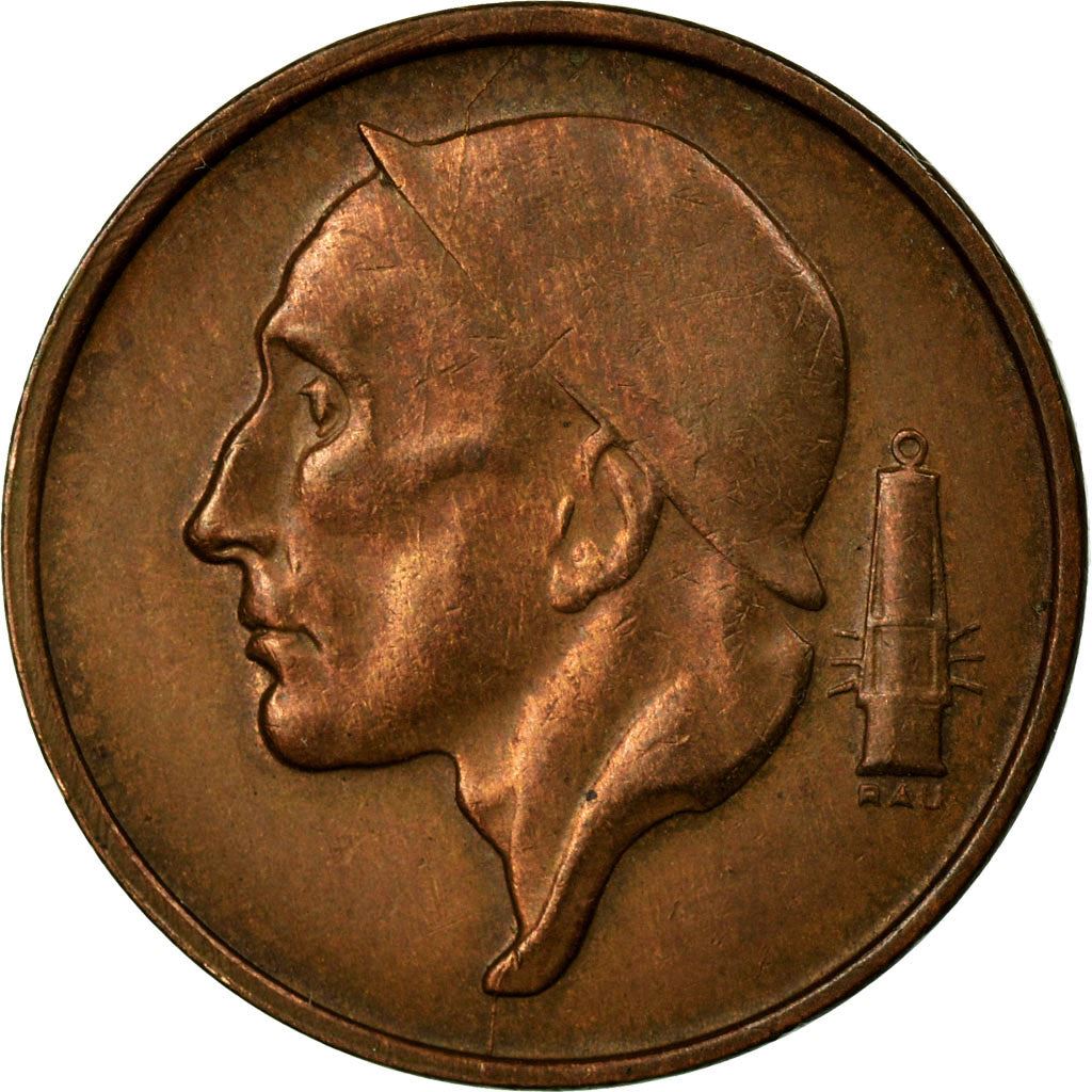 Belgium | 50 Centimes Coin | Miner | Lamp | Crown | Wings | Km:144 | 1952 - 2001