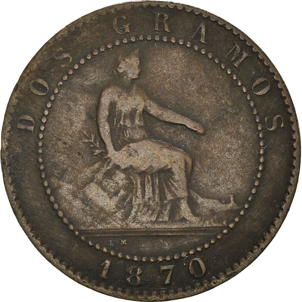 Spain 2 Centimos Coin | Provisional Government | KM661 | 1870