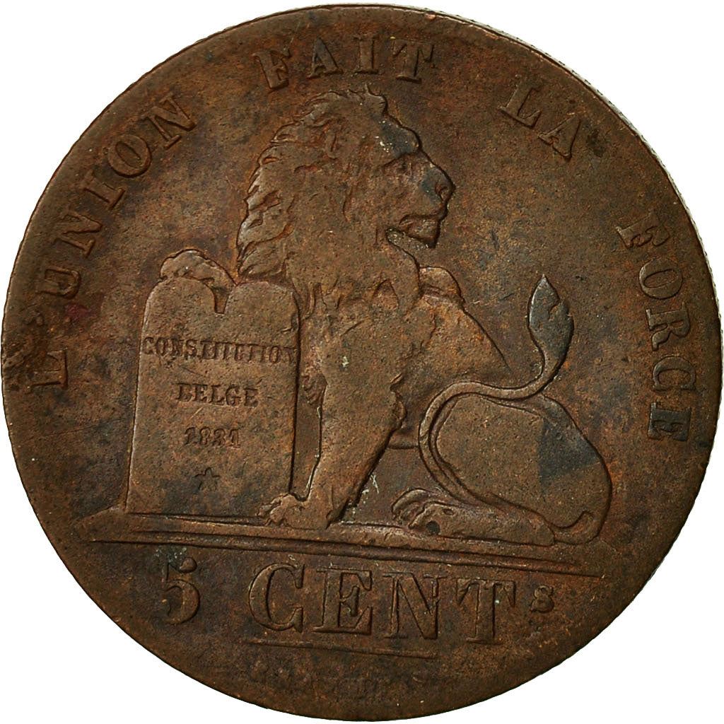 Belgium | 5 Centimes Coin | Cat or feline | Léopold I | Copper | KM:5.1 | 1833-1860