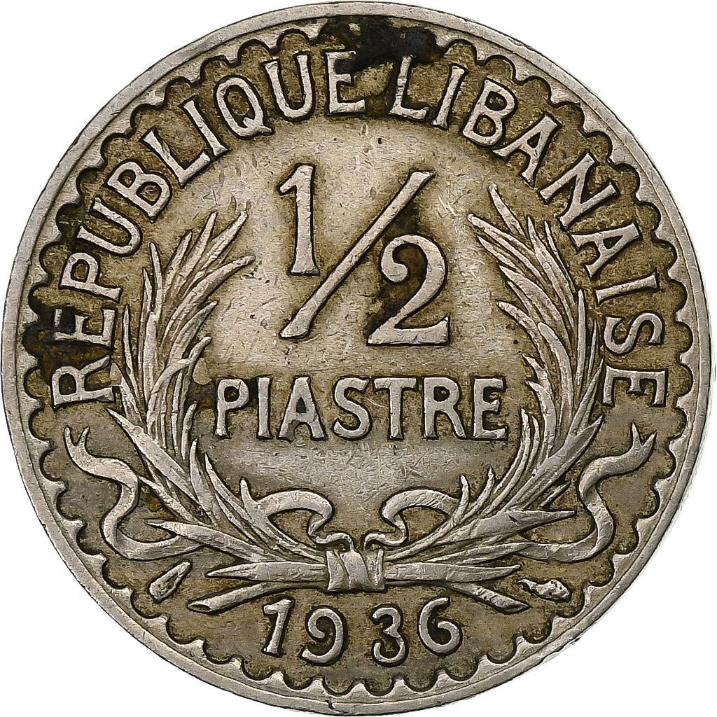 Lebanon | 1/2 Ghirsh / Piastre Coin | Wreath | Km:9 | 1934 - 1936