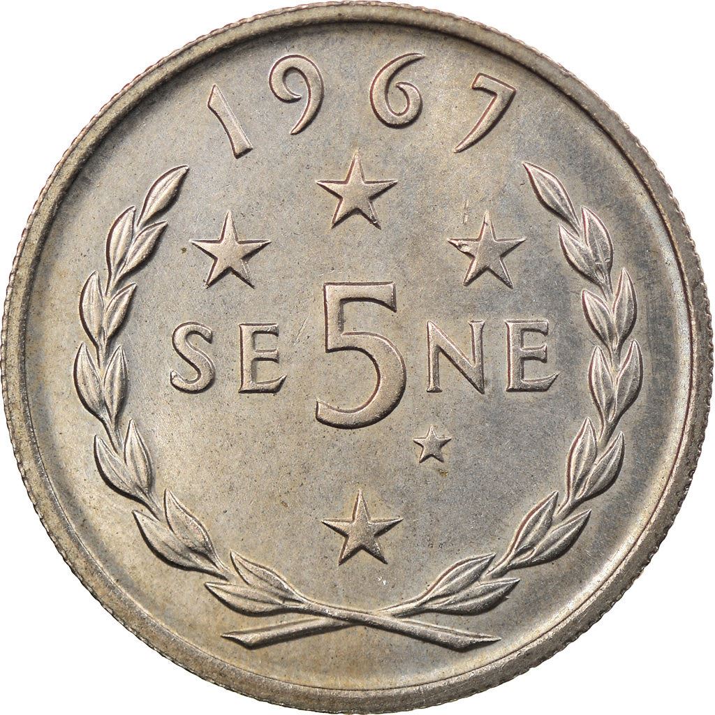 萨摩亚 | 5 Sene 硬币 | 马列托亚·塔努马菲利二世 | 十字星座 | KM:3 | 1967