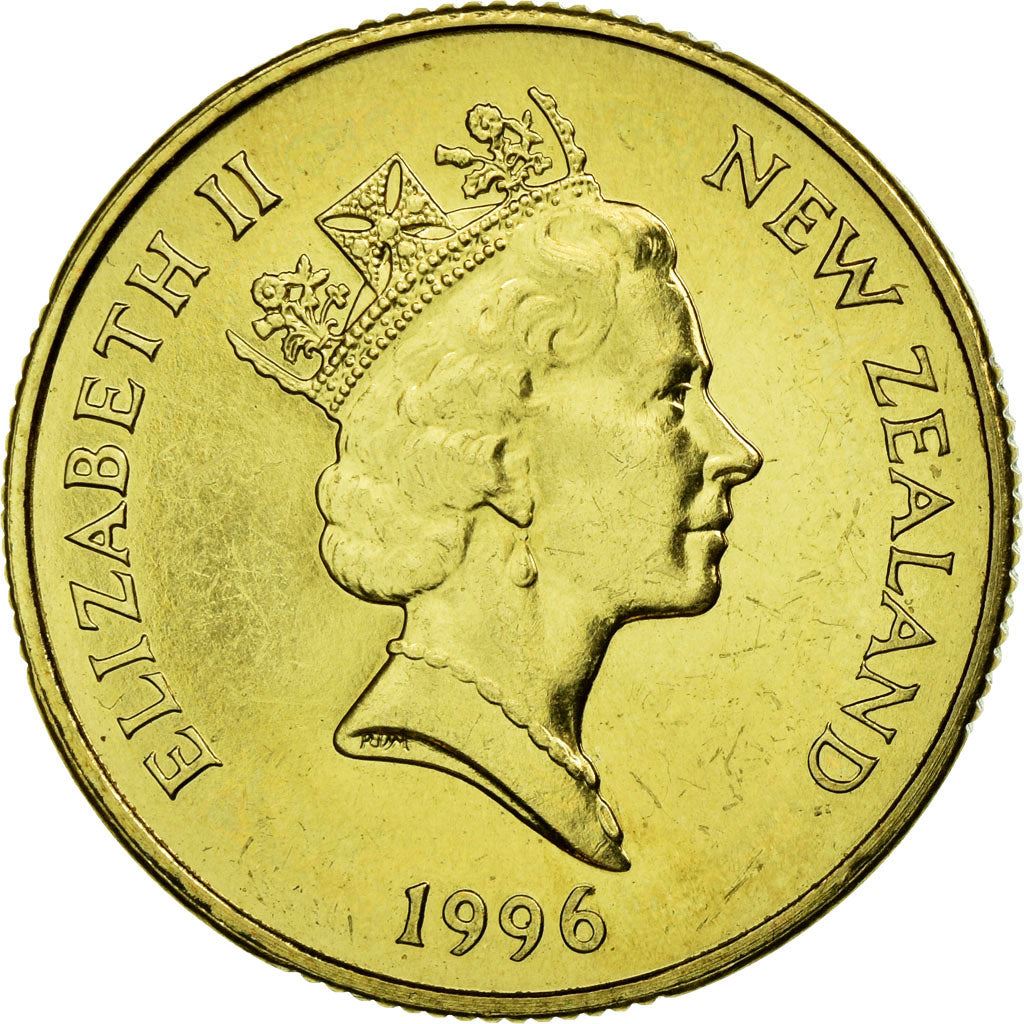 New Zealand | 1 Dollar Coin | Elizabeth II | Kiwi Bird | Ferns | Km:78 | 1990 - 1998