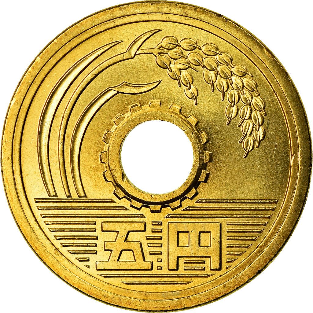 Japan | 5 Yen Coin | Water | Rice Stalk | Y:96, Jnda:02-12, Schön:73 | 1989 - 2019