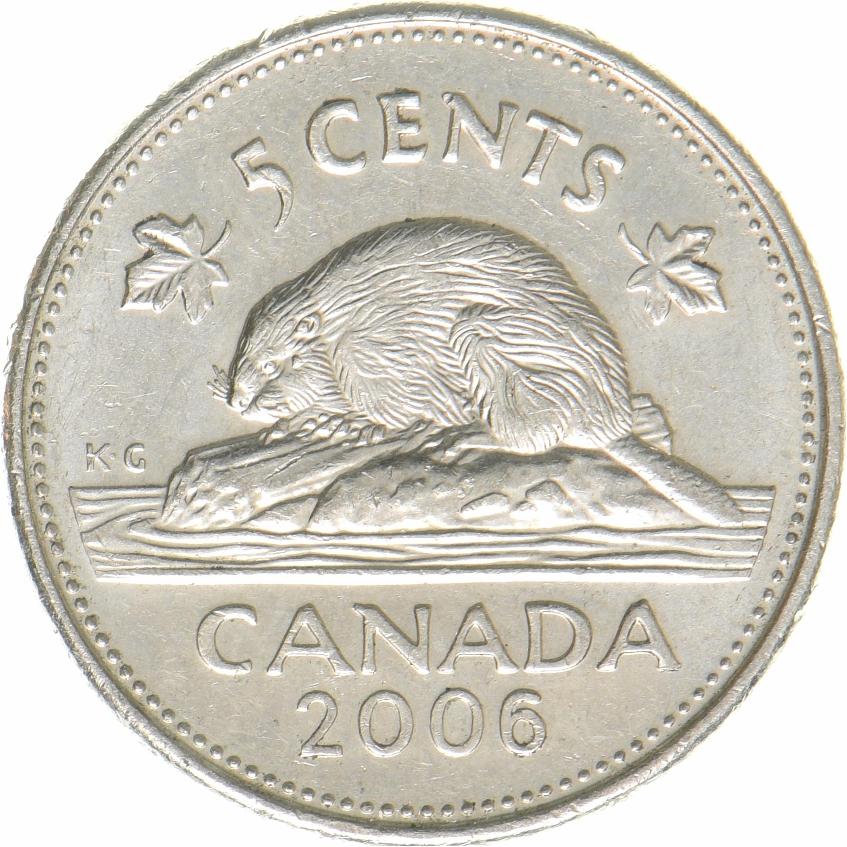 Canada | 5 Cents Coin | Copper-nickel | 4th portrait | KM:491b | 2006