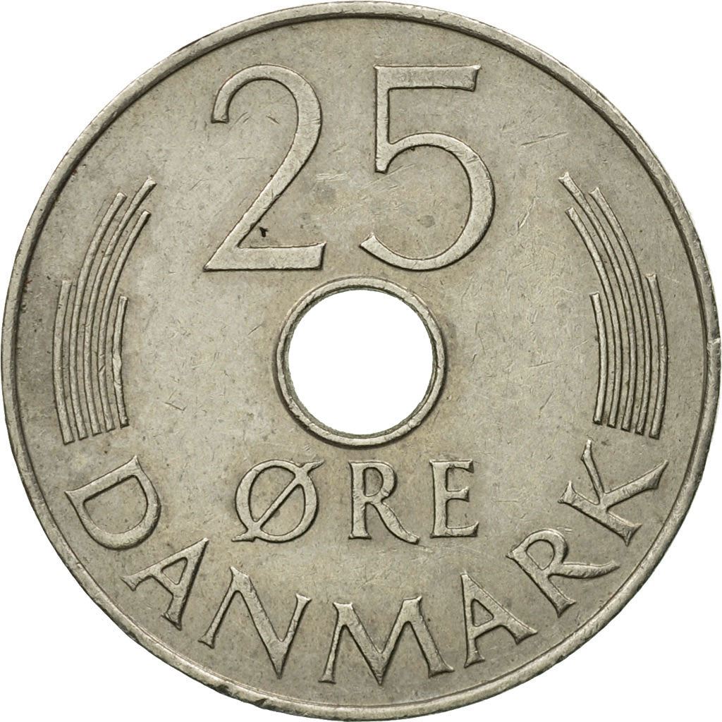 Denmark | 25 Ore Coin | Monogram | Km:861 | 1973 - 1988
