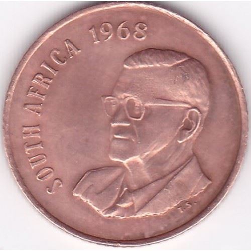 South Africa 2 Cents Coin | English Legend - SOUTH AFRICA | KM75.1 | 1968