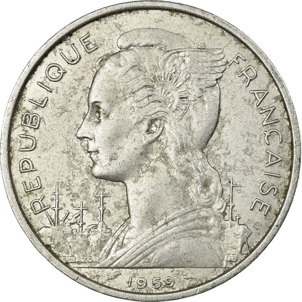 French Somaliland | 5 Francs Coin | Marianne | Waterbuck | Km:10 | 1959 - 1965