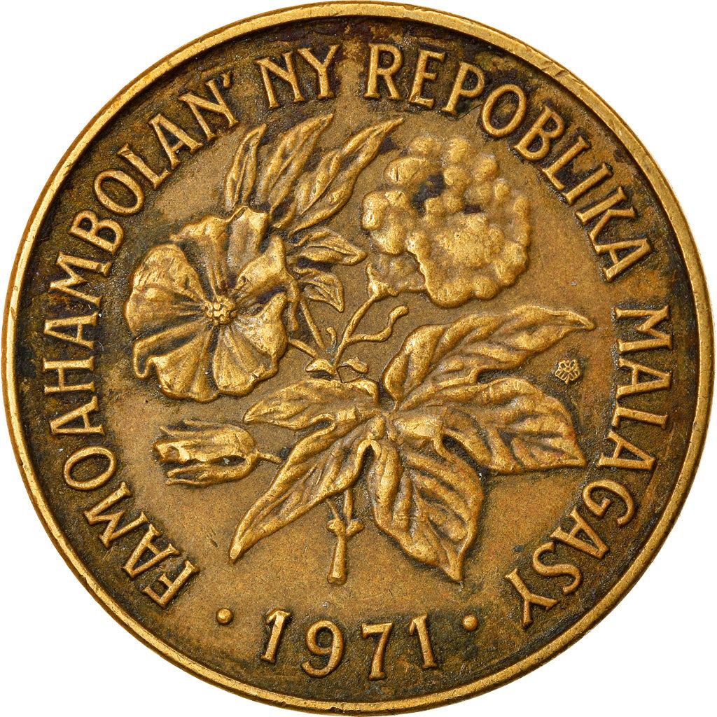 Madagascar | 20 Francs / 4 Ariary Coin | Zebu | Cotton | Km:12 | 1970 - 1989