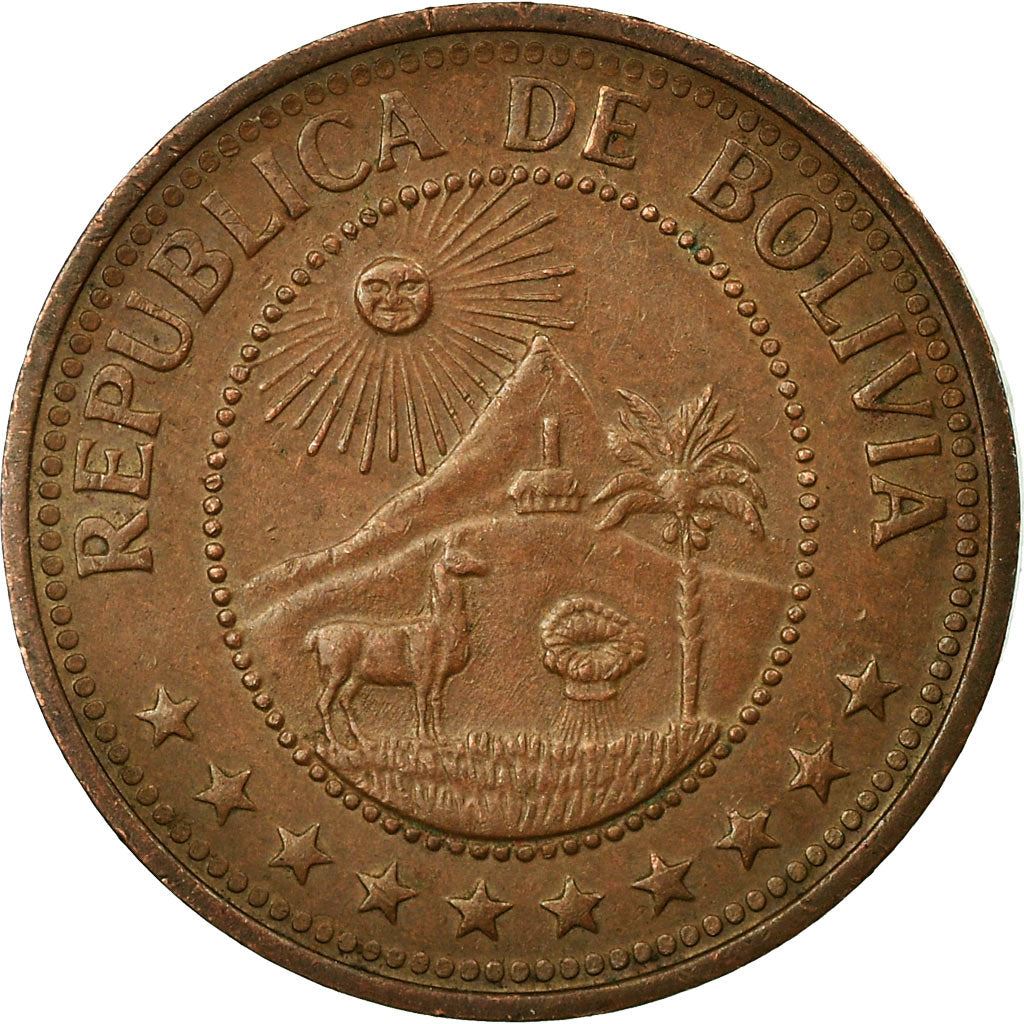 Bolivia | 10 Centavos | Copper clad steel | Coat of Arms | KM:188 | 1965-1973