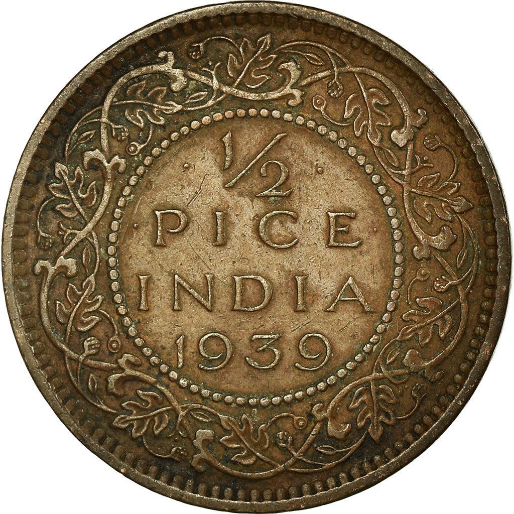 India - British | 1/2 Pice Coin | Bronze | Wreath | Royal Family | Crowns | Km:528 | 1938 - 1940