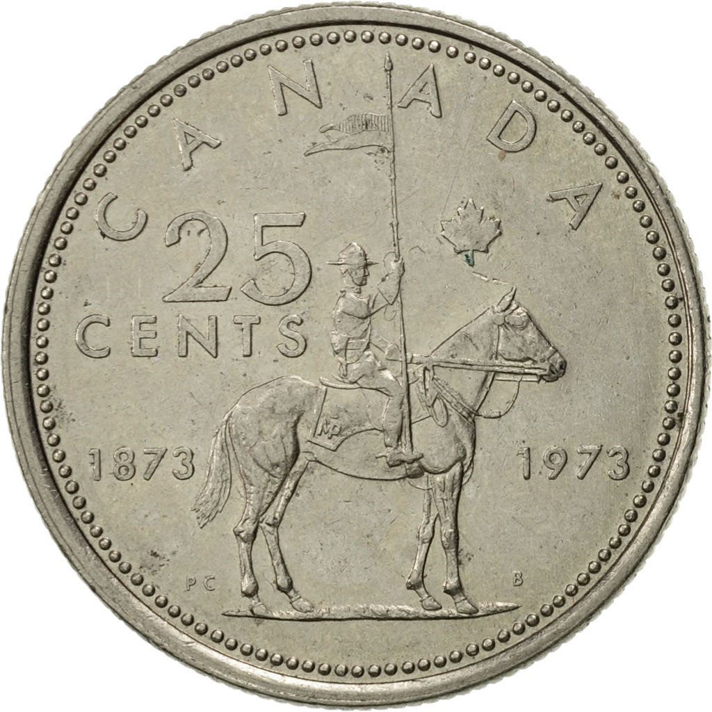 Canada | 25 Cents Coin | Mounted Police | Nickel | KM:81 | 1973