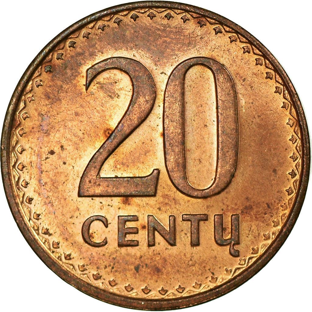 Lithuania | 20 Centų Coin | Bronze | Horse or equine | Coat of Arms | KM:89 | 1991