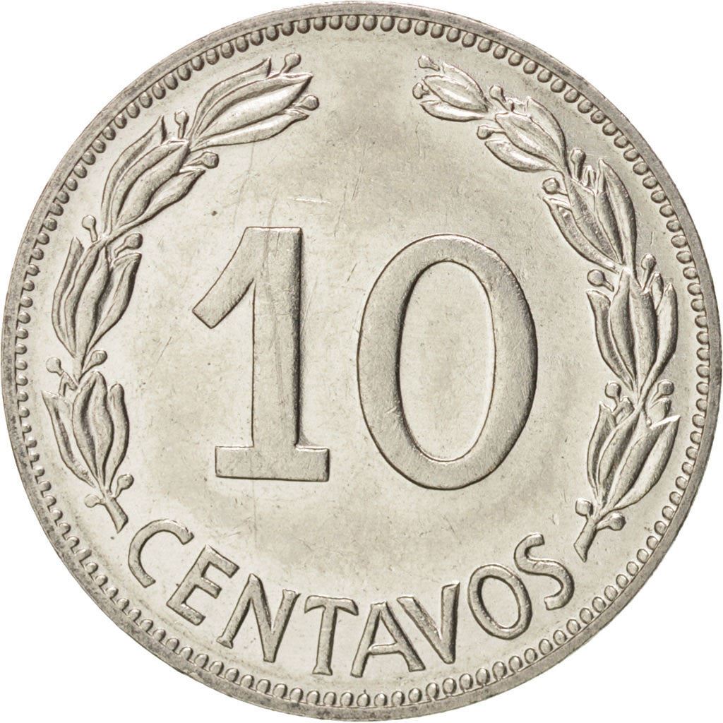 Ecuador | 10 Centavos | Nickel clad steel | Coat of Arms | KM:76c | 1964-1972