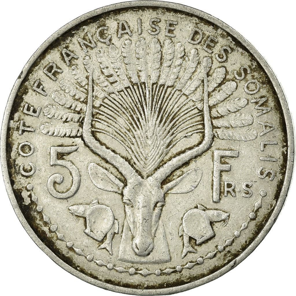French Somaliland | 5 Francs Coin | Marianne | Waterbuck | Km:6 | 1948