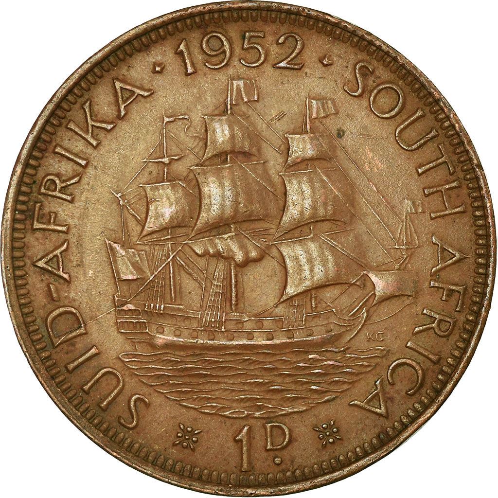 South Africa 1 Penny Coin | George VI SUID AFRIKA - SOUTH AFRICA | KM34.2 | 1951 - 1952