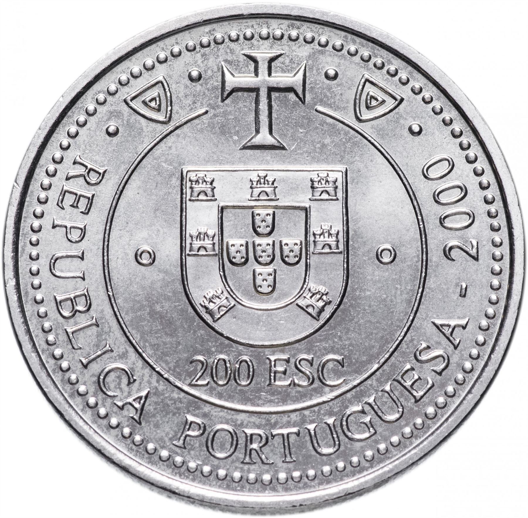 Portugal | 200 Escudos Coin | Terra do Lavrador | Whale | Compass | Ship | KM728 | 2000