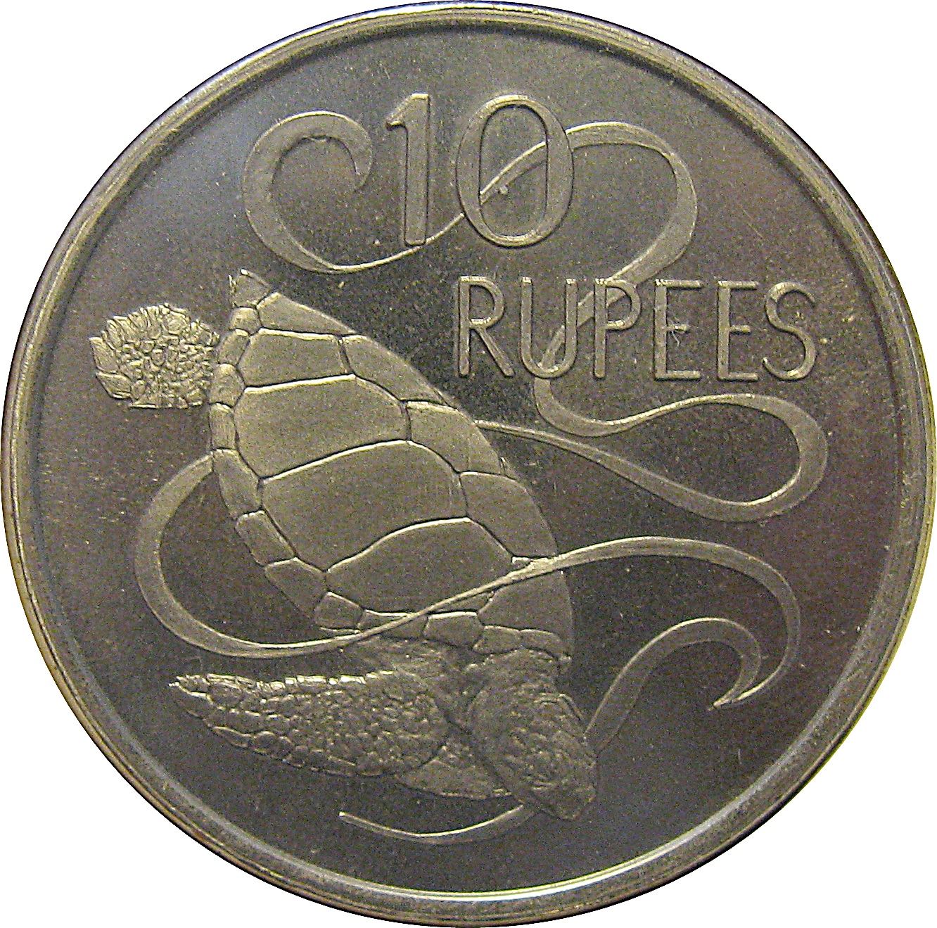 Seychelles 10 Rupees Coin | Elizabeth II | Chelonia mydas | Turtle | KM20 | 1974