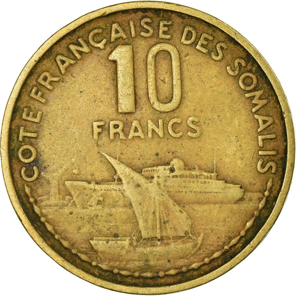 French Somaliland | 10 Francs Coin | Marianne | Dhow | Ocean Liner | Km:11 | 1965