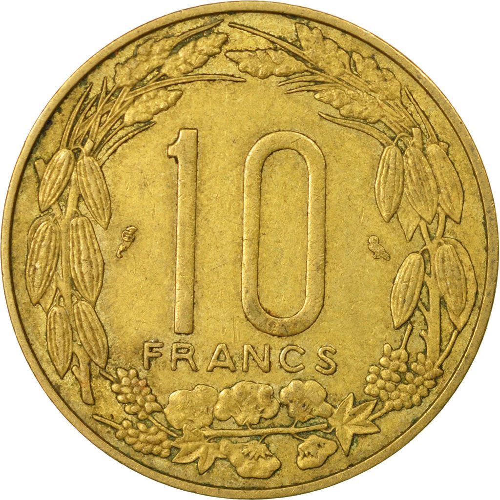 Central African States | 10 Francs Cfa Coin | Antelope | Crops | Km:2A | 1965 - 1972