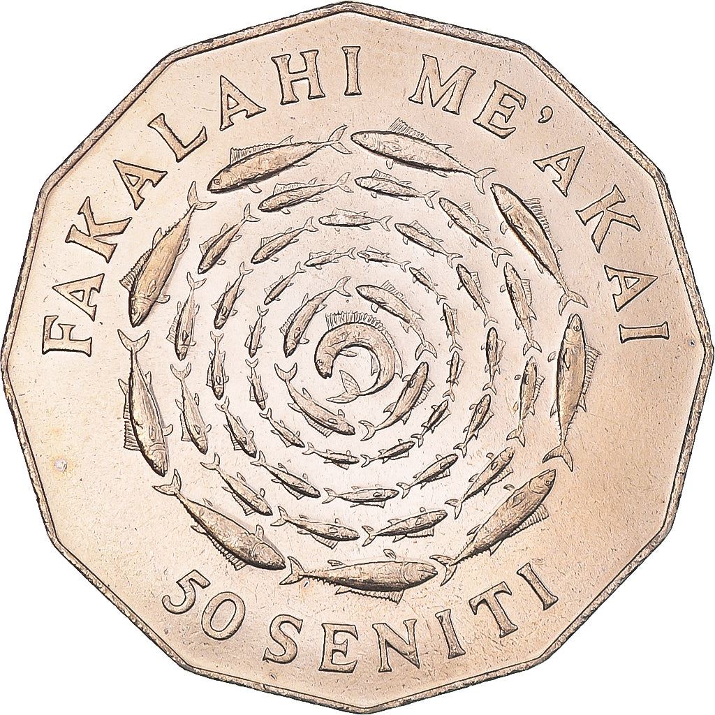 Tonga | Moneta da 50 Seniti | Re Tupou IV | 50 Pesci | FAO | Km:47 | 1975 - 1978