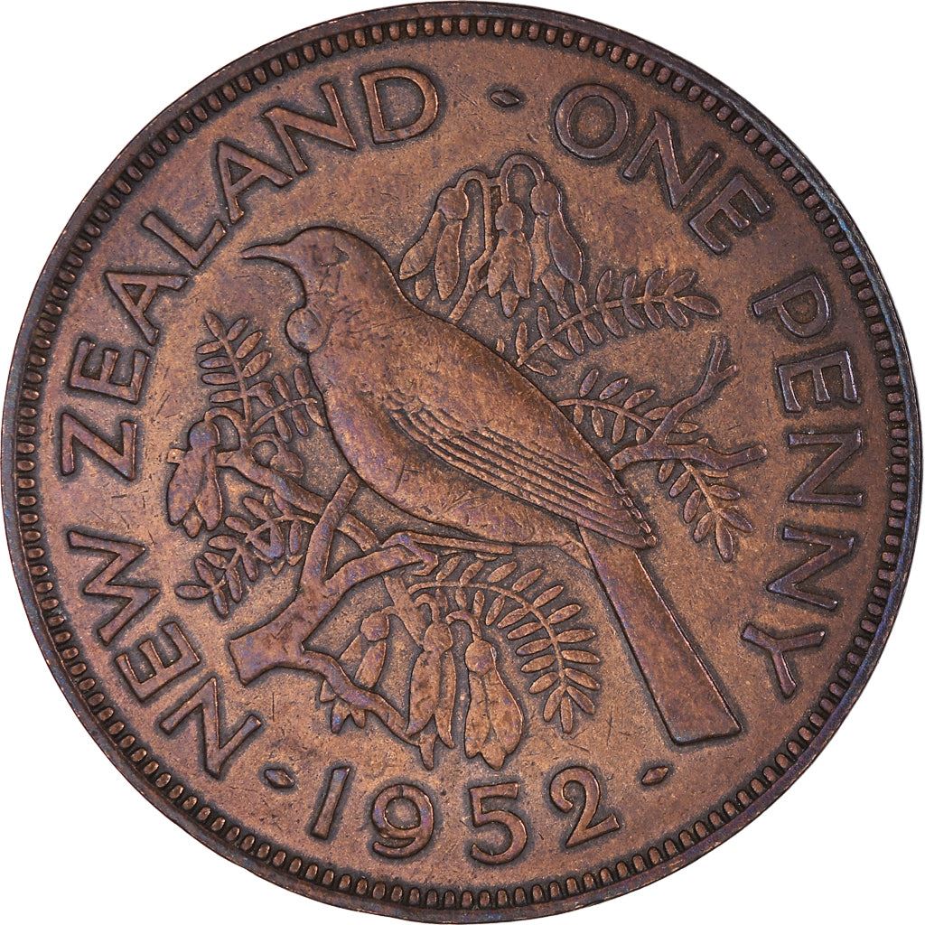 New Zealander 1 Penny Coin | King George VI | Tui Bird | KM21 | 1949 - 1952