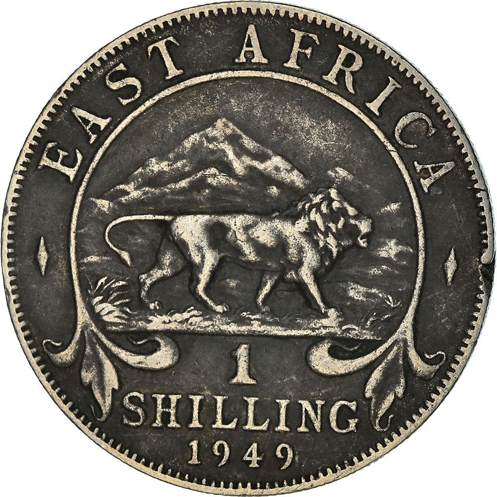 East Africa | 1 Shilling Coin | George VI | Lion | Mountains | Km:31 | 1948 - 1952