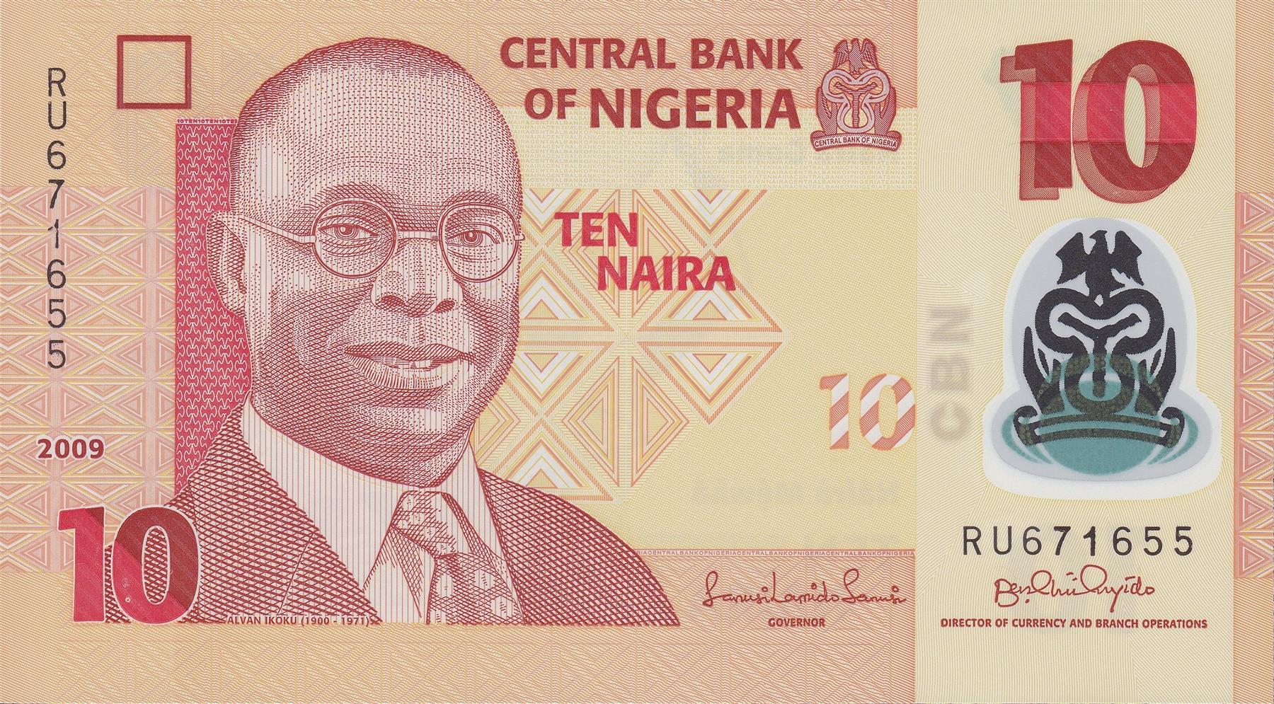 Nigeria | 10 Naira Banknote | 2009 - 2024 | Dr. Alvan Ikoku | Fulani Maids | Nigerian Map