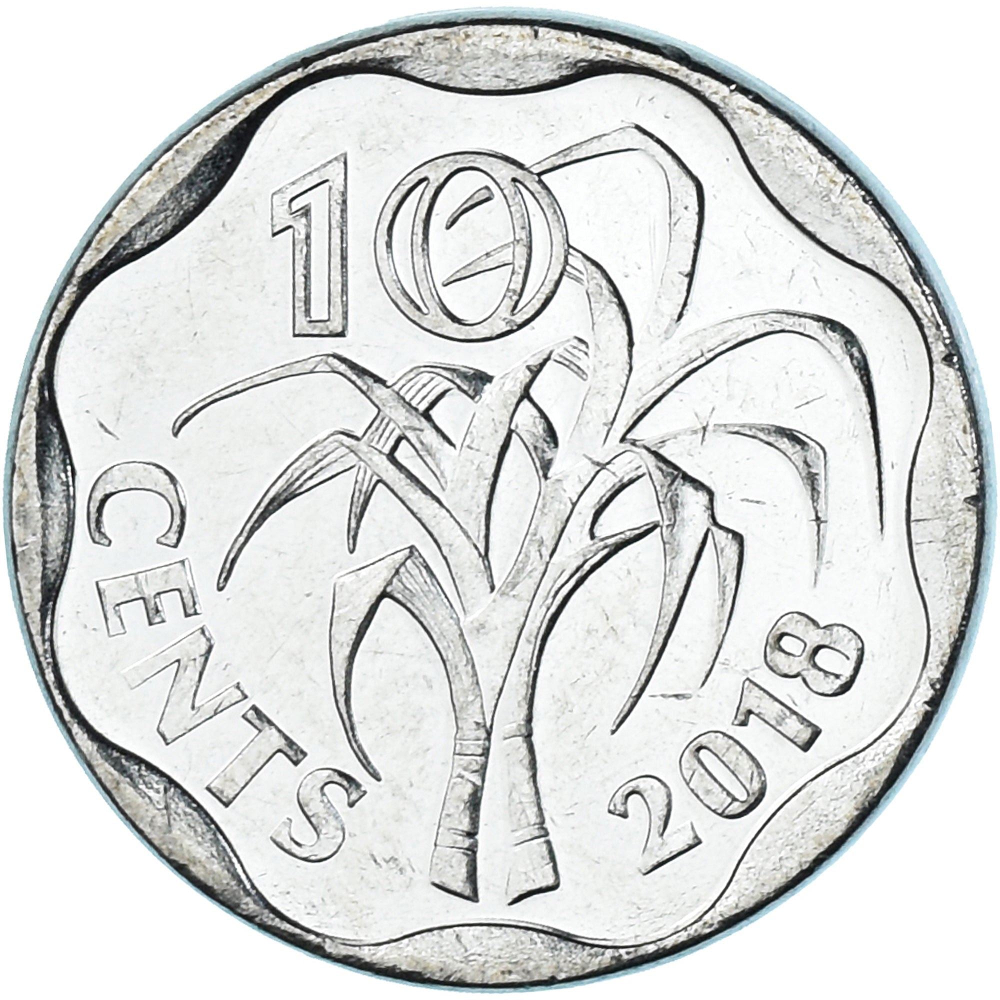 Kingdom of Eswatini | 10 Cents Coin | King Mswati III | Sugar Canes | Km:69 | 2018 - 2021
