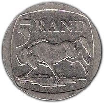 South Africa | 5 Rand Coin | Animals | Wildebeest | Gnu | Km:337 | 2003