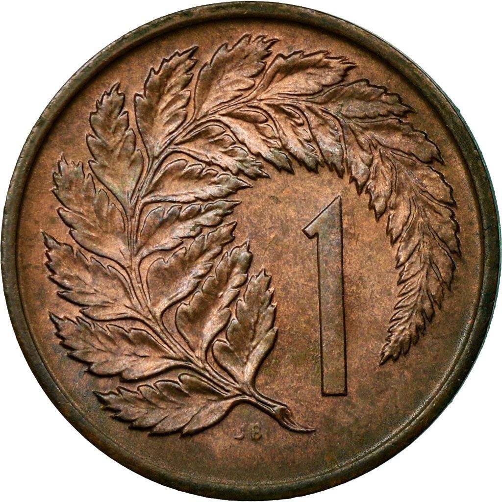 New Zealander 1 Cent Coin | Queen Elizabeth II | Silver Fern Leaf | KM31 | 1967 - 1985