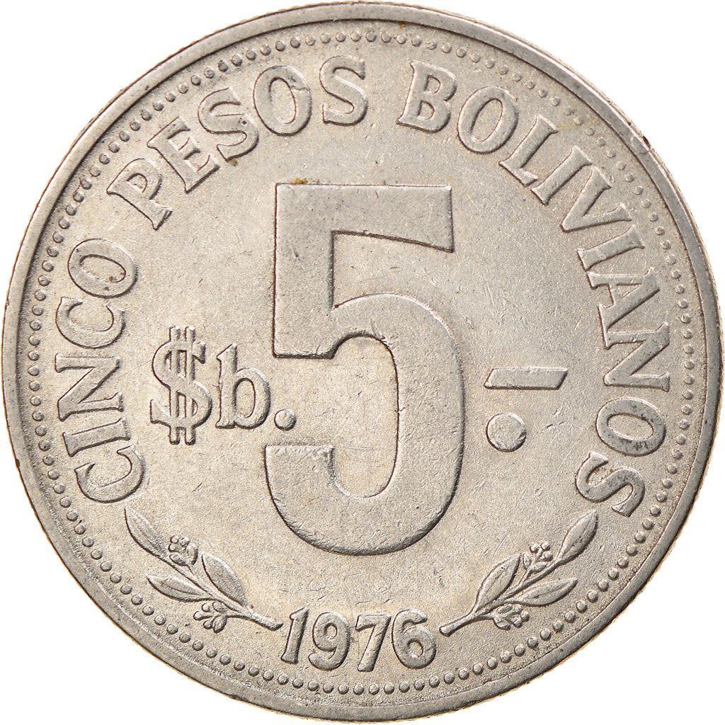 Bolivia | 5 Pesos Bolivianos | Coat of Arms | KM:197 | 1976-1980