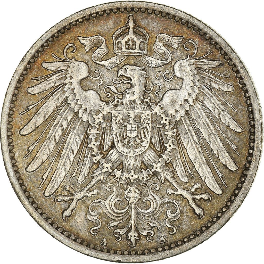 German Empire 1 Mark Coin | Deutsches Reich | Wilhelm II | Type 2 - Small Shield | KM14 | 1891 - 1916