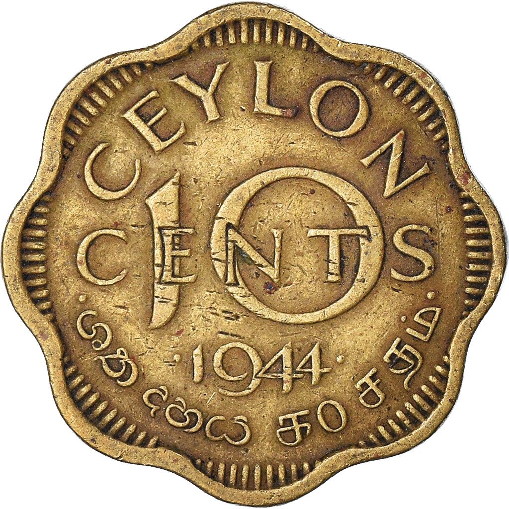Sri Lanka › Ceylon | 10 Cents Coin | George VI | Km:118 | 1944
