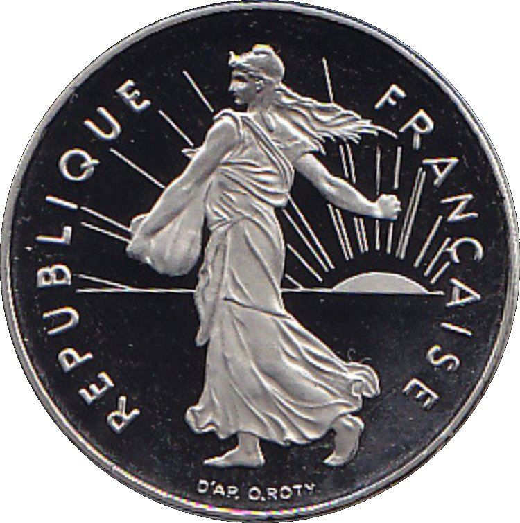 French 1 Franc Coin | Signature D'AP. O.ROTY | proof | KM925.2 | France | 1991 - 2001