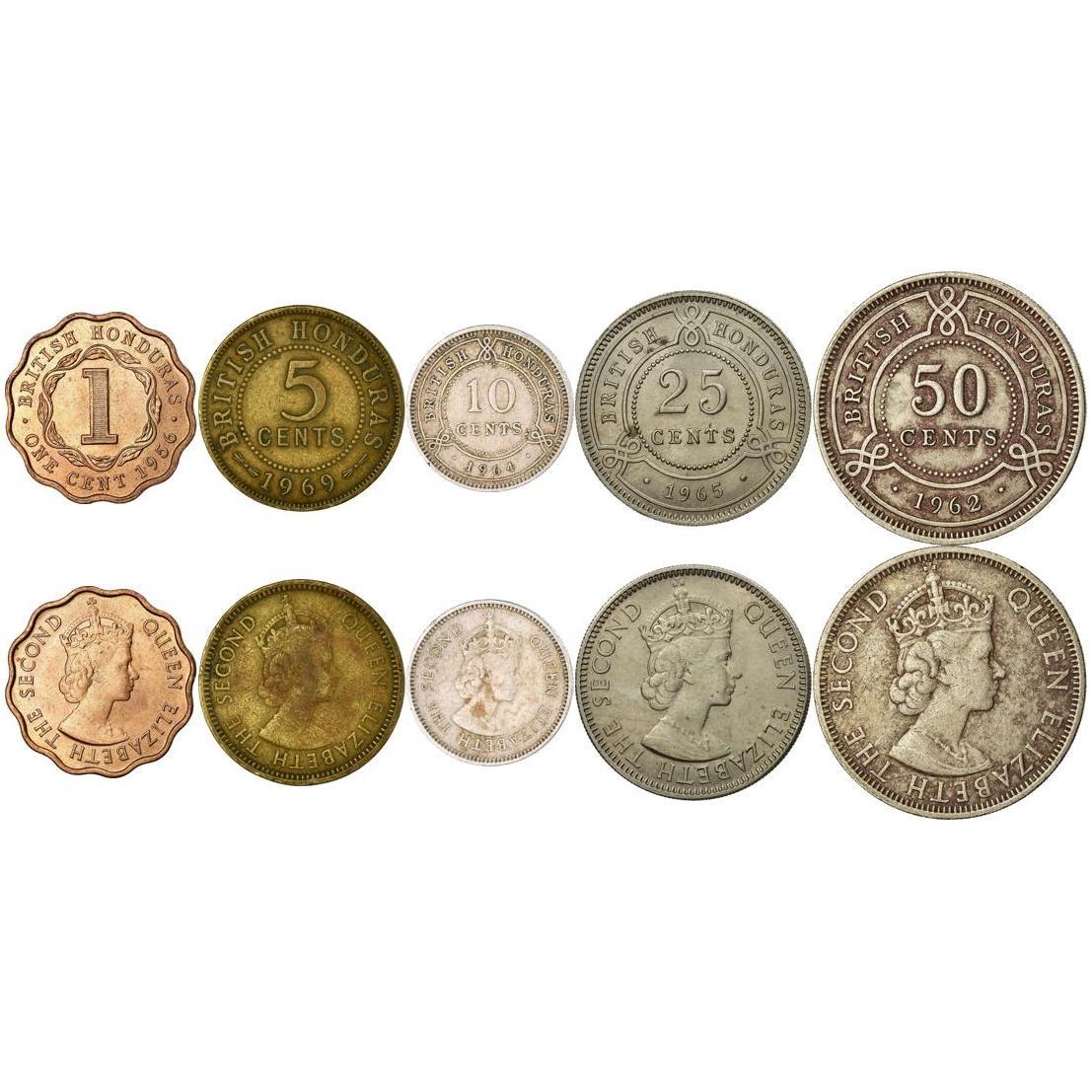 Belize | 5 Coin Set | 1 Cent 5 10 25 50 Cents | 1954 - 1973