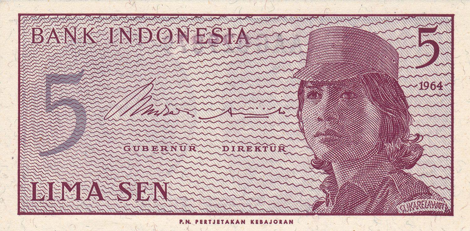 Indonesia | 5 Sen Banknote | 1964 | Woman in Uniform