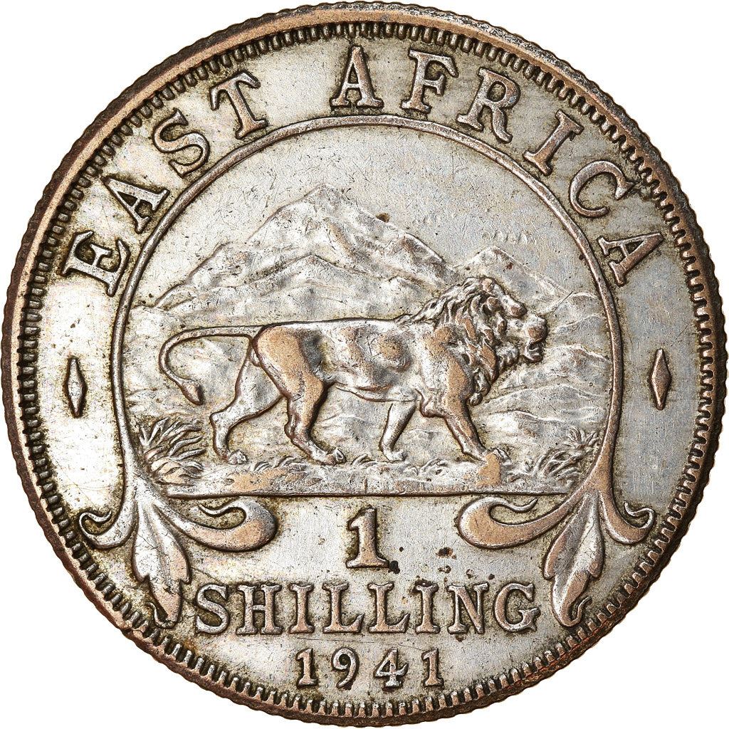 East Africa | 1 Shilling Coin | George VI | Lion | Mountains | Km:28 | 1937 - 1946