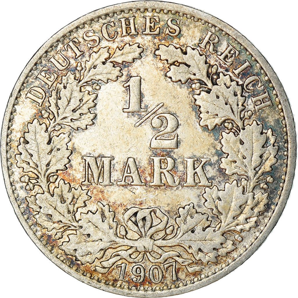 German Empire 1/2 Mark Coin | Deutsches Reich | Wilhelm II | Type 2 | KM17 | 1905 - 1919