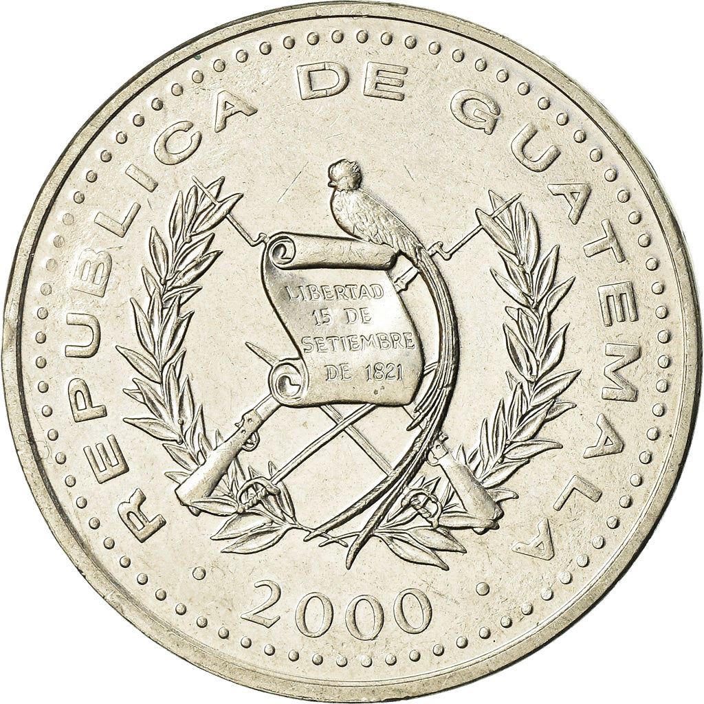 Guatemala | Pièce de 25 centavos | Buste indigène | Km:278 | 1977 - 2000