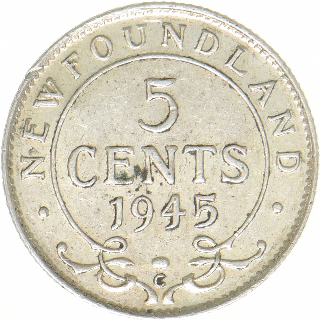 Newfoundland | 5 Cents Coin | George VI | Silver (.800) | KM:19a | 1944-1947