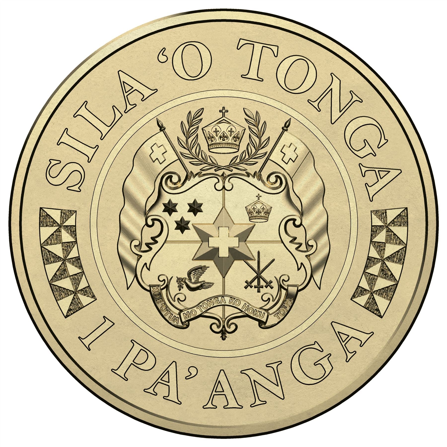 Tonga | 1 moneta Pa'Anga | Re Tupou VI | Stelle | Bandiere | KM:230 | 2015