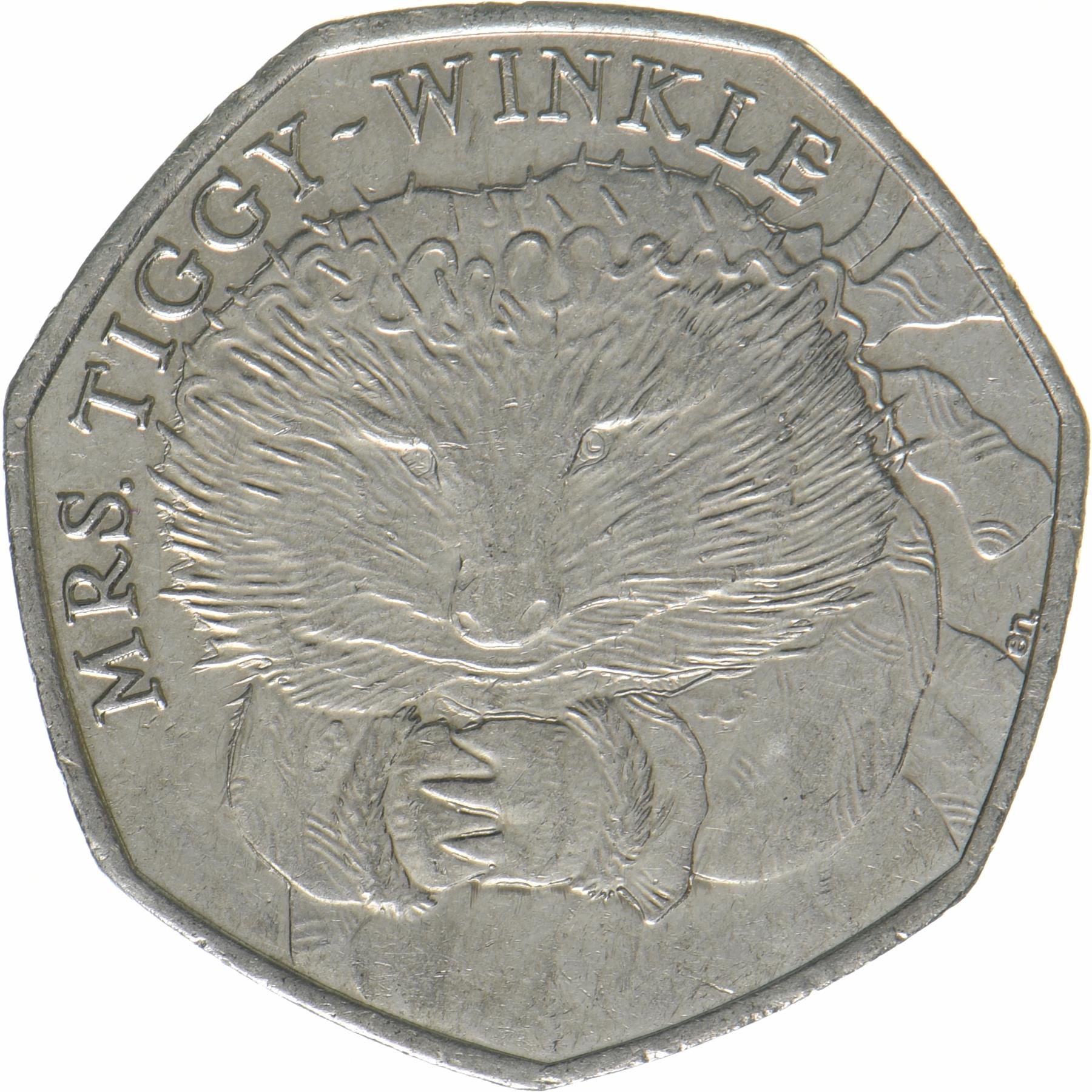 United Kingdom | 50 Pence Coin | Mrs Tiggy-Winkle | KM:1374 | 2016