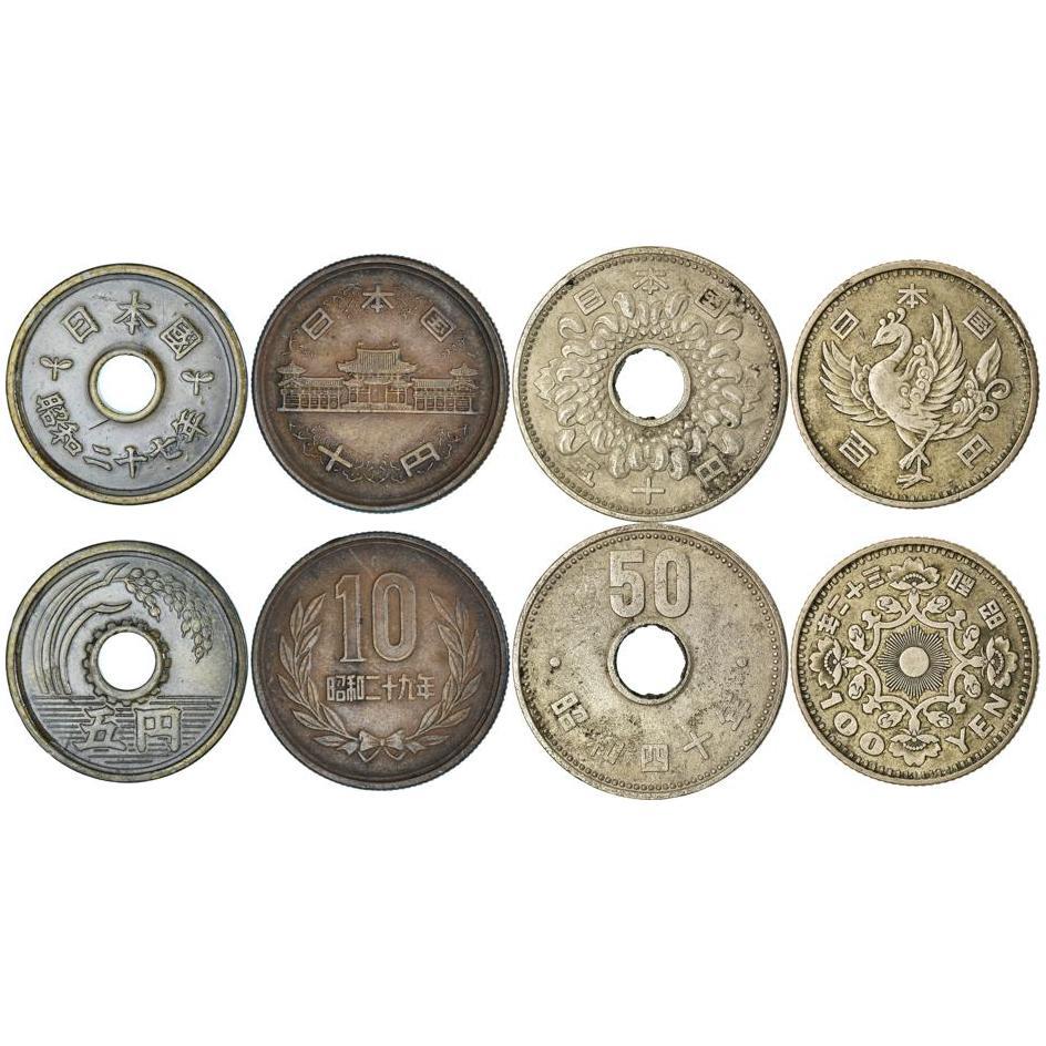 Japan | 4 Coin Set | 5 10 50 100 Yen | 1949 - 1966